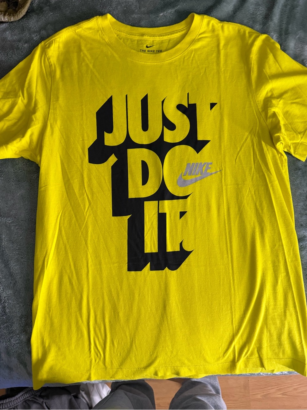 Nike Men’s Bright Yellow 'Just Do It' Graphic Tee with Black Logo